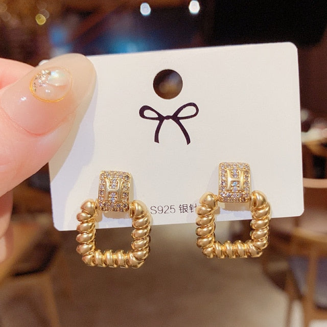 Exaggerated Rhinestone Shiny Circle Hoop Earrings