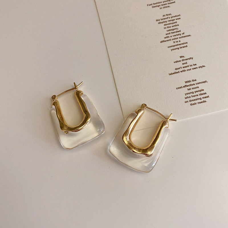 New Trendy Transparent Resin Hoop Earrings