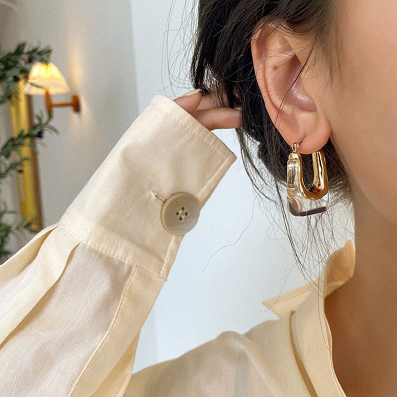 New Trendy Transparent Resin Hoop Earrings