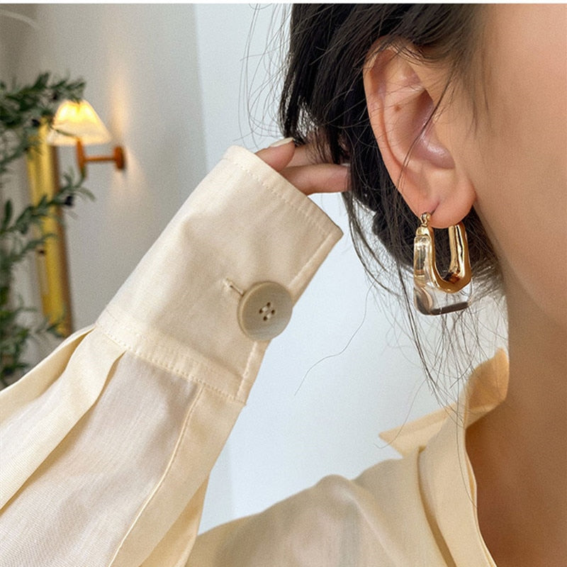 New Trendy Transparent Resin Hoop Earrings