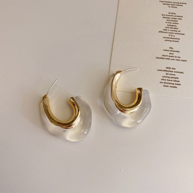 New Trendy Transparent Resin Hoop Earrings