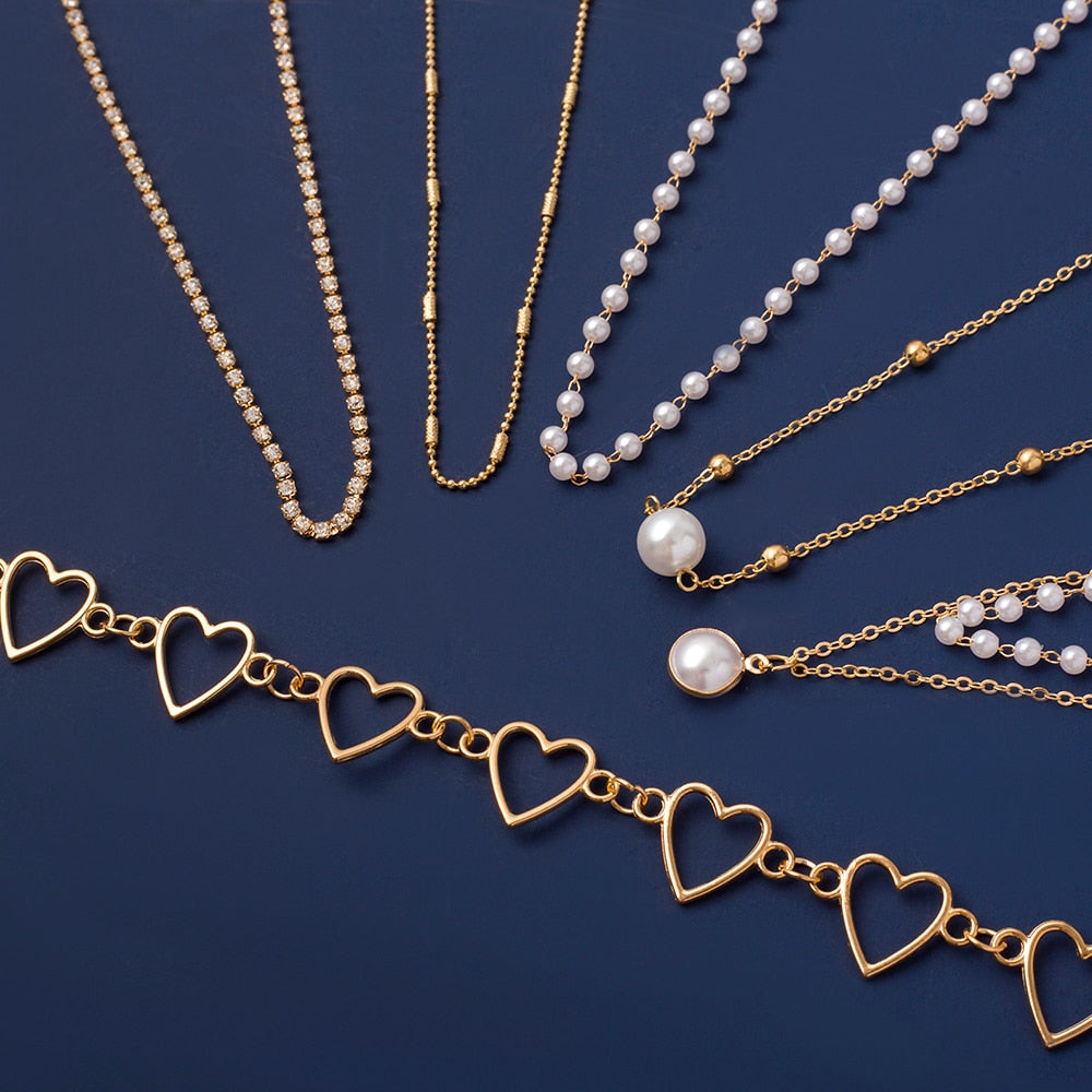 Simple Pearl Bead Chain Choker Necklace