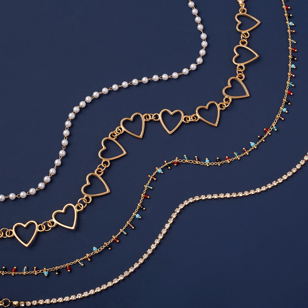 Simple Pearl Bead Chain Choker Necklace
