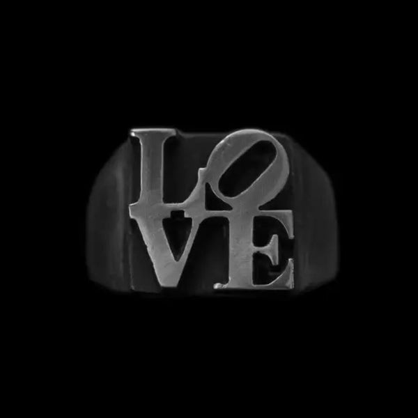 Fashion 316L Stainless Steel Love Ring Vintage Hammer Punk Biker Jewelry Finger Rings