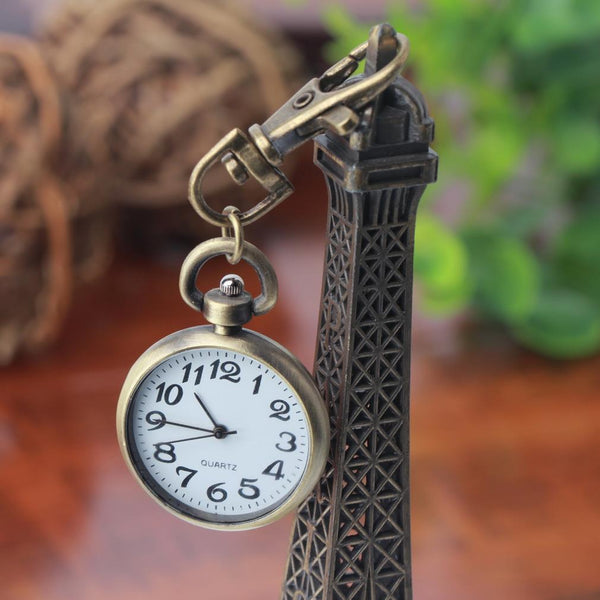 Reloj de bolsillo con movimiento de cuarzo vintage de bronce retro