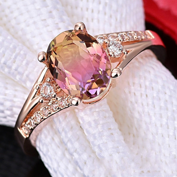 Ring Elegant Rose Gold Crystal Rhinestones Ring For Women