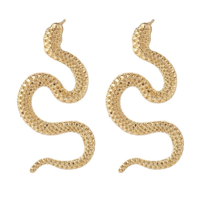 Personality Gold Color Metal Animal Long Drop Earrings