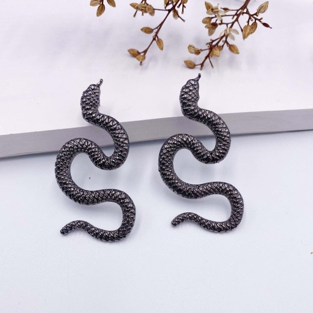 Personality Gold Color Metal Animal Long Drop Earrings