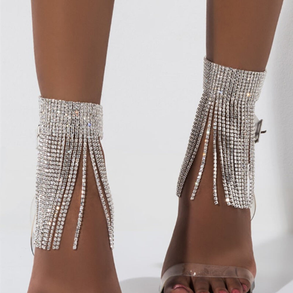 Full Rhinestone Tassel Adjustable Ankles Foot Chain Jewelry for Women