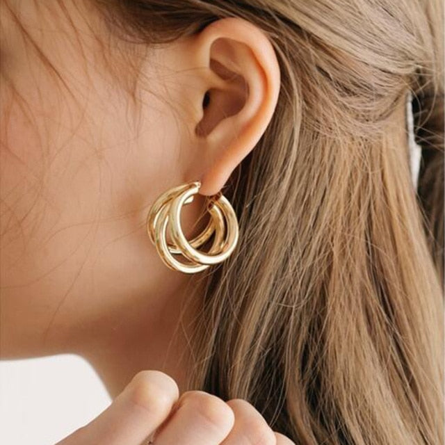 Women's Fashion Statement Golden Punk Charm Earrings