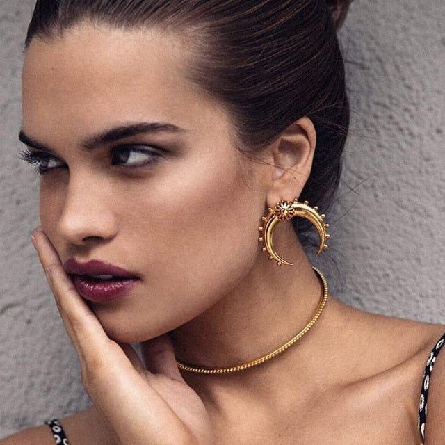 Women's Fashion Statement Golden Punk Charm Earrings
