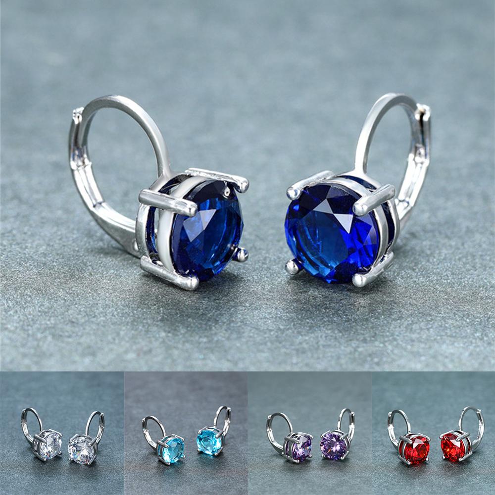 Cute Female Purple Crystal Stone Earring
