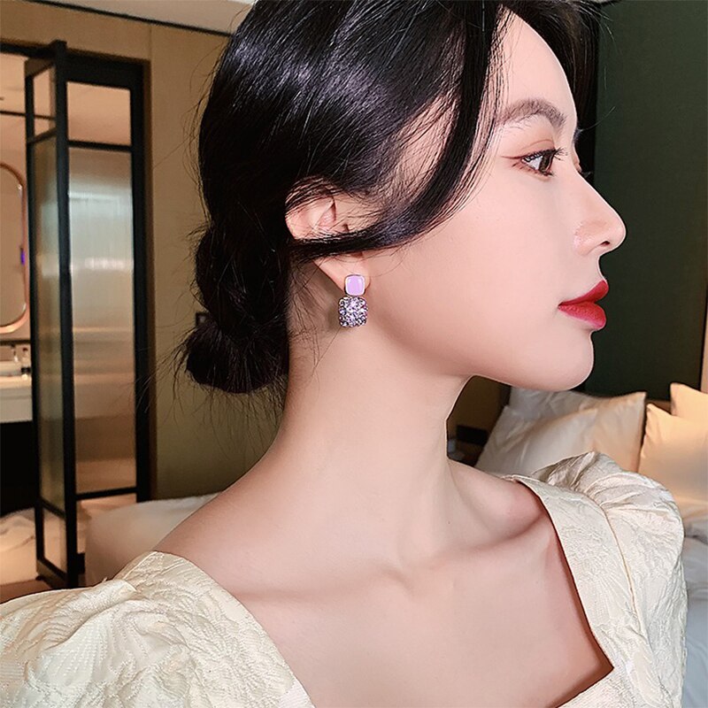 Luxury Female Crystal Zircon Stone Earrings