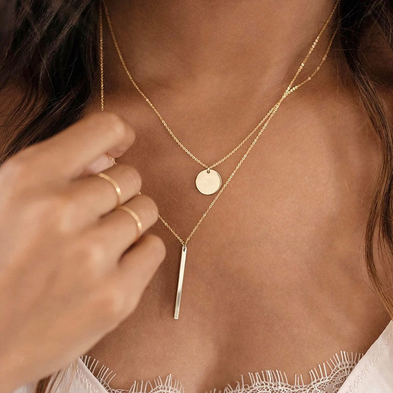 Boho Simple Moon Star Heart Pendant Necklace