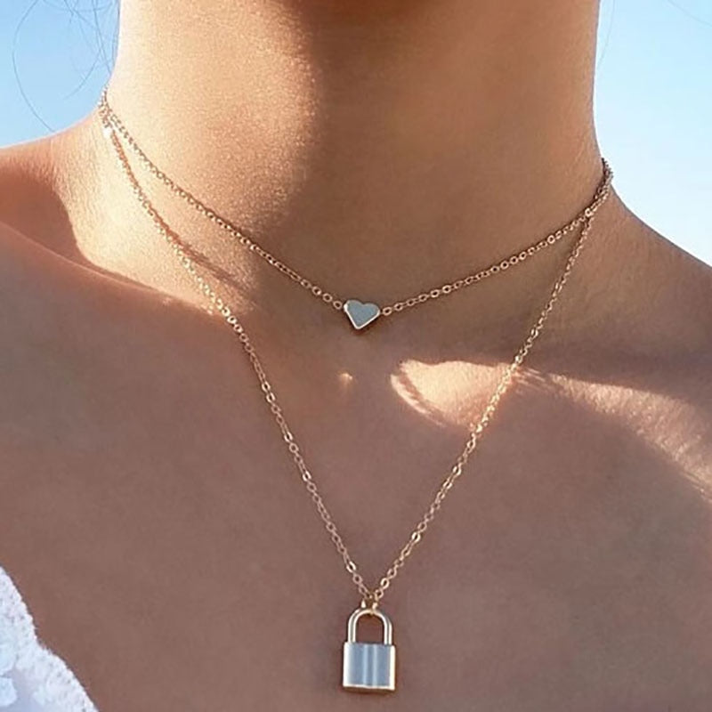 Boho Simple Moon Star Heart Pendant Necklace