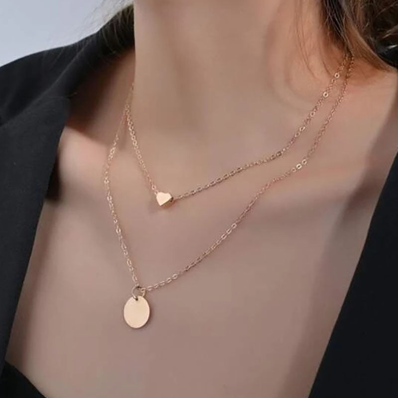 Boho Simple Moon Star Heart Pendant Necklace