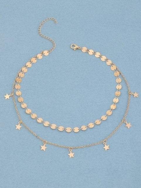 Boho Simple Moon Star Heart Pendant Necklace