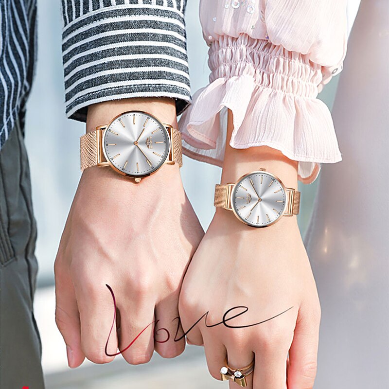 Luxury Ultra Thin Simple Couple Watches  Couple Gift Quartz Wristwatches