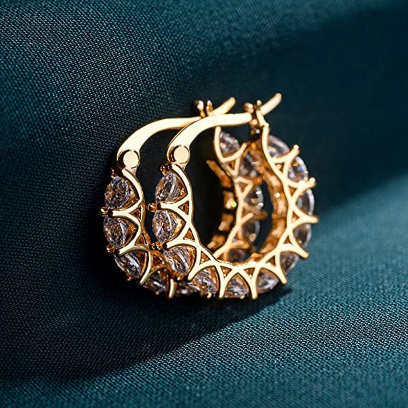 Cubic Zirconia Women Hoop Earrings