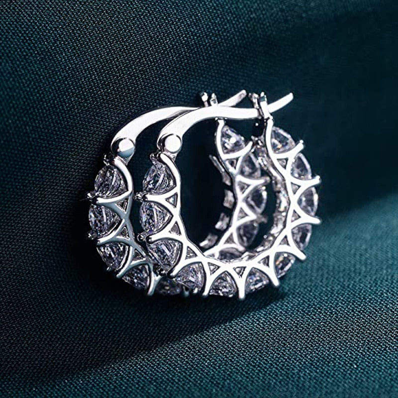 Cubic Zirconia Women Hoop Earrings