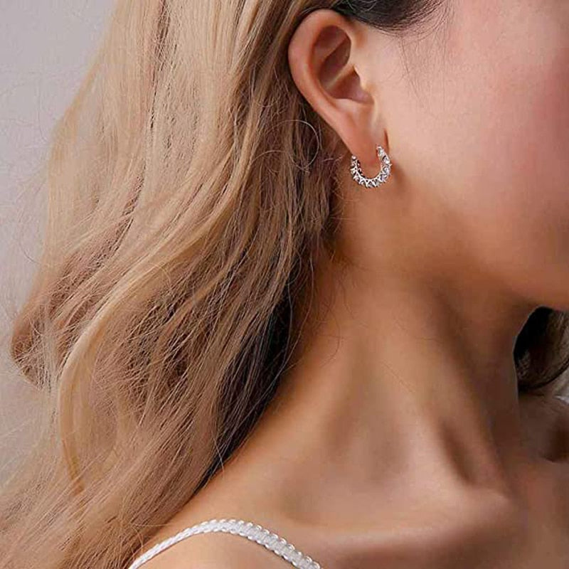 Cubic Zirconia Women Hoop Earrings