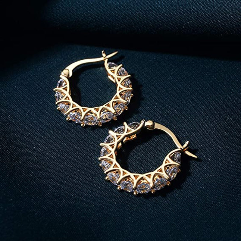 Cubic Zirconia Women Hoop Earrings