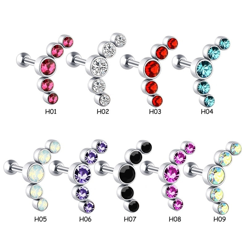 Opal Cartilage Helix Tragus Stud Earring