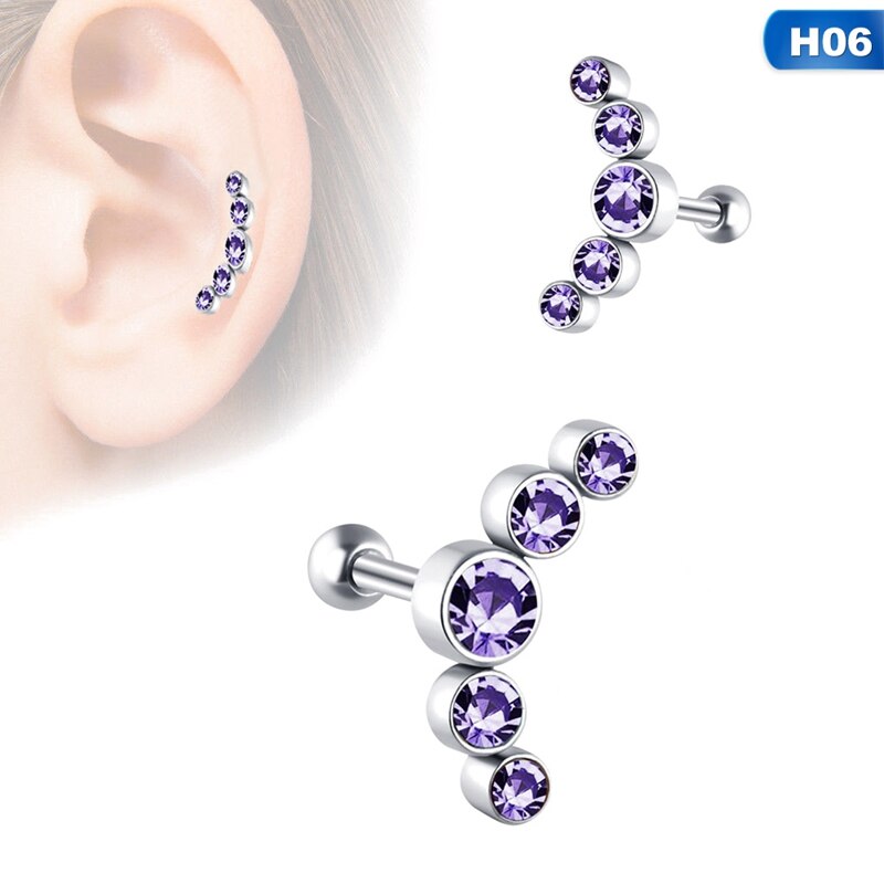 Opal Cartilage Helix Tragus Stud Earring