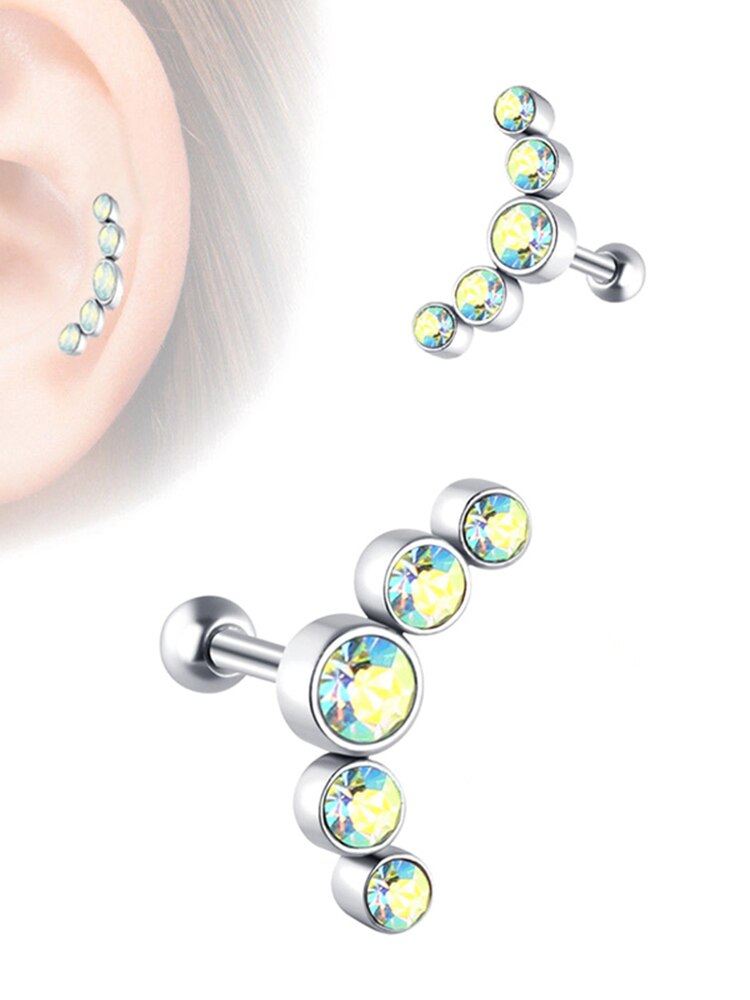 Opal Cartilage Helix Tragus Stud Earring