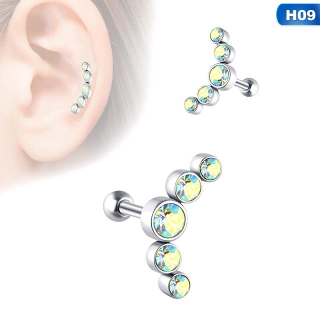 Opal Cartilage Helix Tragus Stud Earring