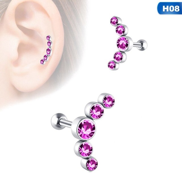 Opal Cartilage Helix Tragus Stud Earring