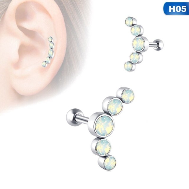 Opal Cartilage Helix Tragus Stud Earring