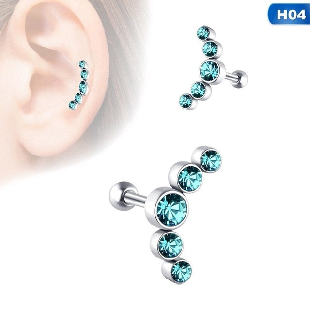 Opal Cartilage Helix Tragus Stud Earring