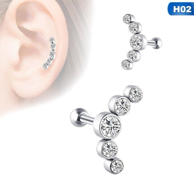 Opal Cartilage Helix Tragus Stud Earring