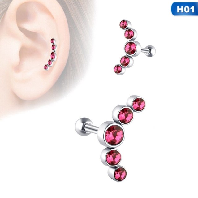 Opal Cartilage Helix Tragus Stud Earring