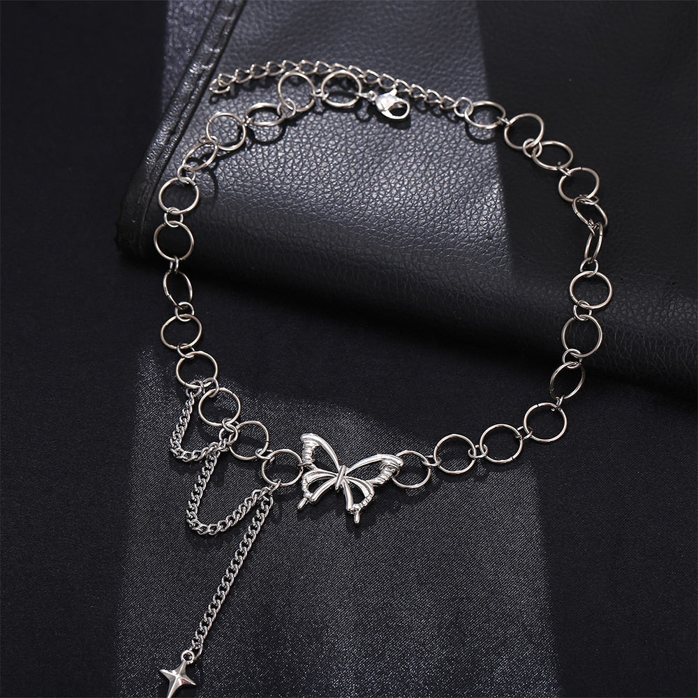 Punk Style Butterfly Choker Clavicle Necklace