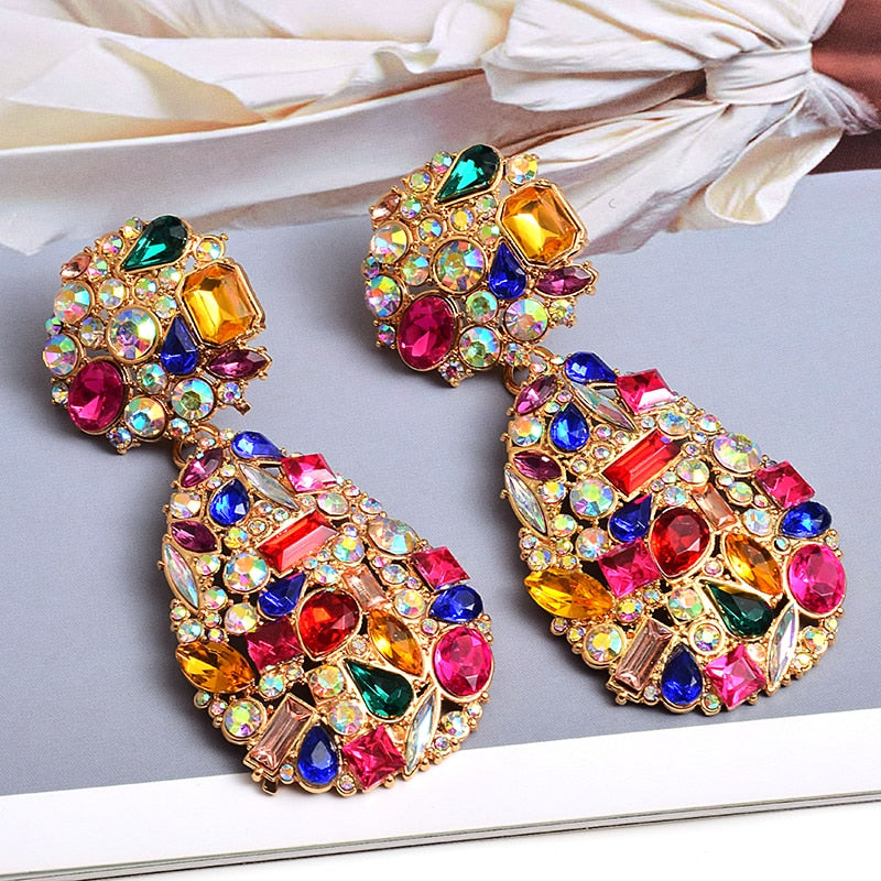 ZA New Colorful Crystals Drop Earrings