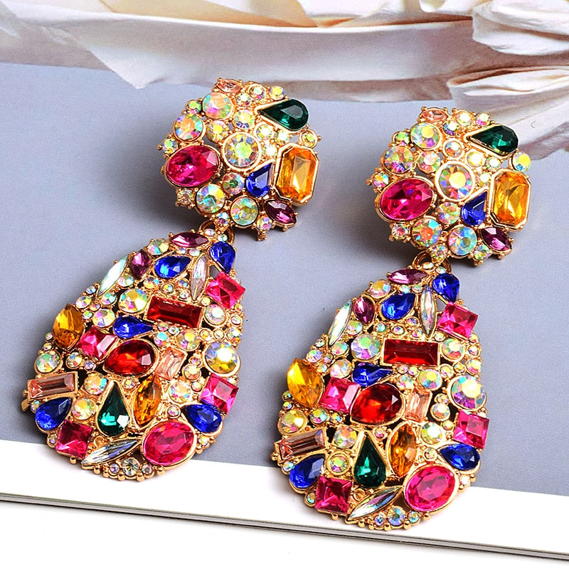 ZA New Colorful Crystals Drop Earrings