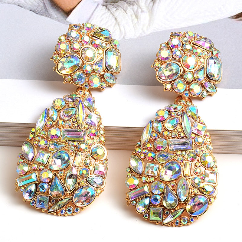 ZA New Colorful Crystals Drop Earrings