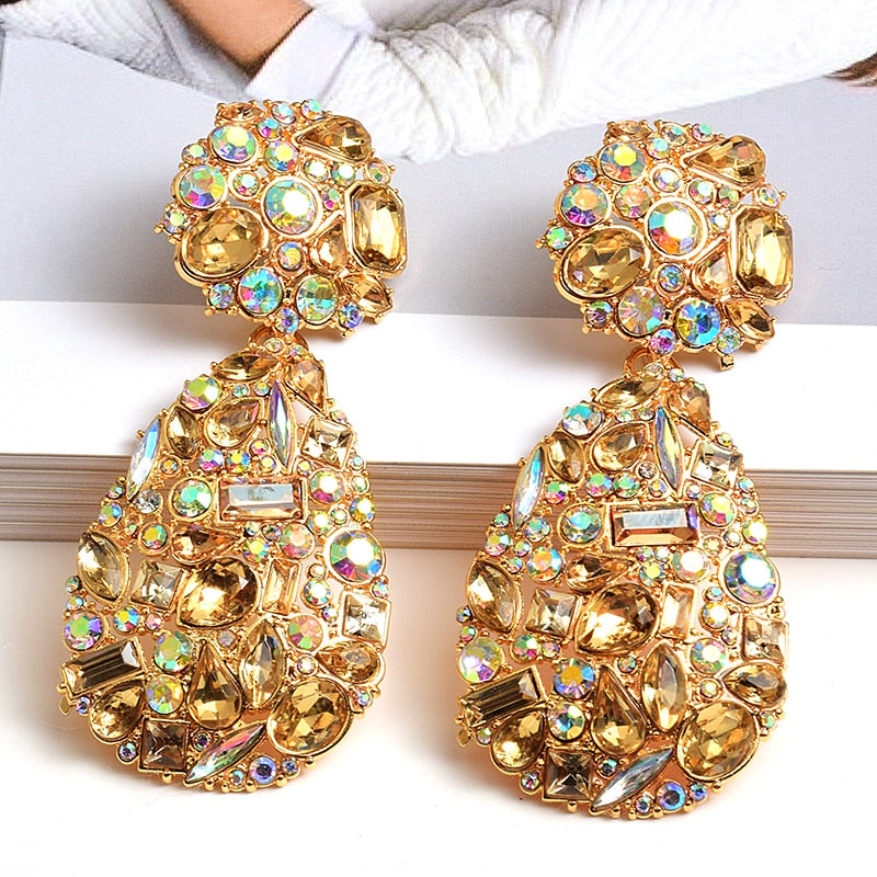 ZA New Colorful Crystals Drop Earrings
