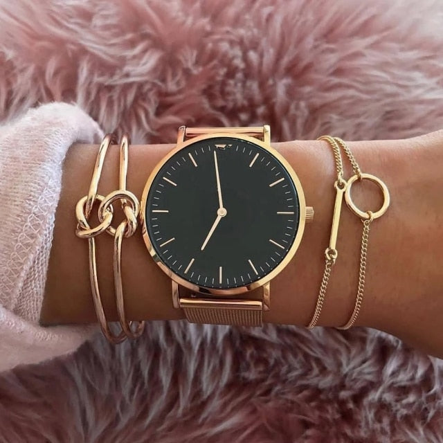 Boho Thick Gold Color Charm Bracelets Bangles
