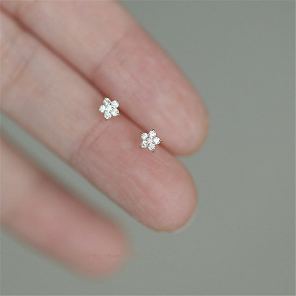 925 Sterling Silver Plated 14k Gold Pavé Crystal Five-pointed Star Earrings