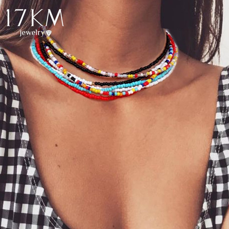 Trendy Bead Strand Beaded Choker Necklace