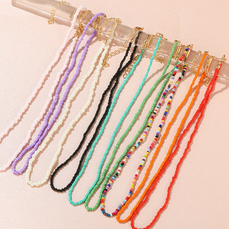 Trendy Bead Strand Beaded Choker Necklace