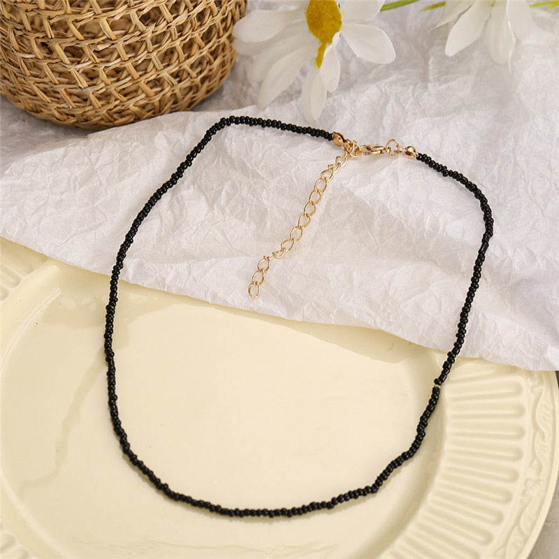 Trendy Bead Strand Beaded Choker Necklace