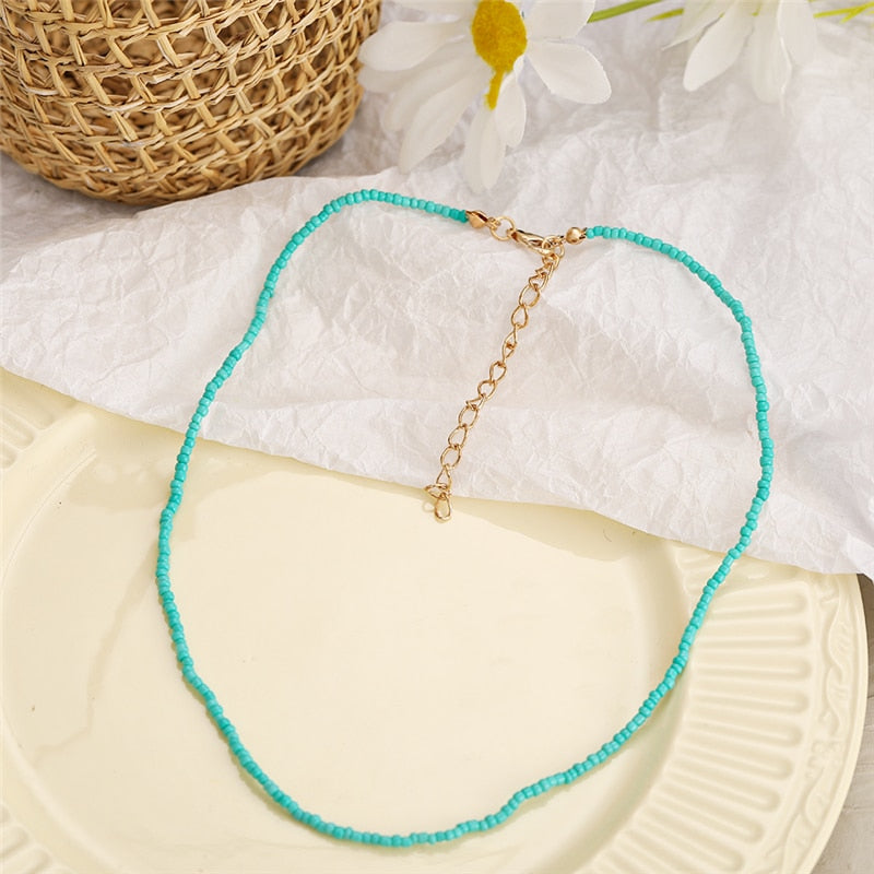 Trendy Bead Strand Beaded Choker Necklace