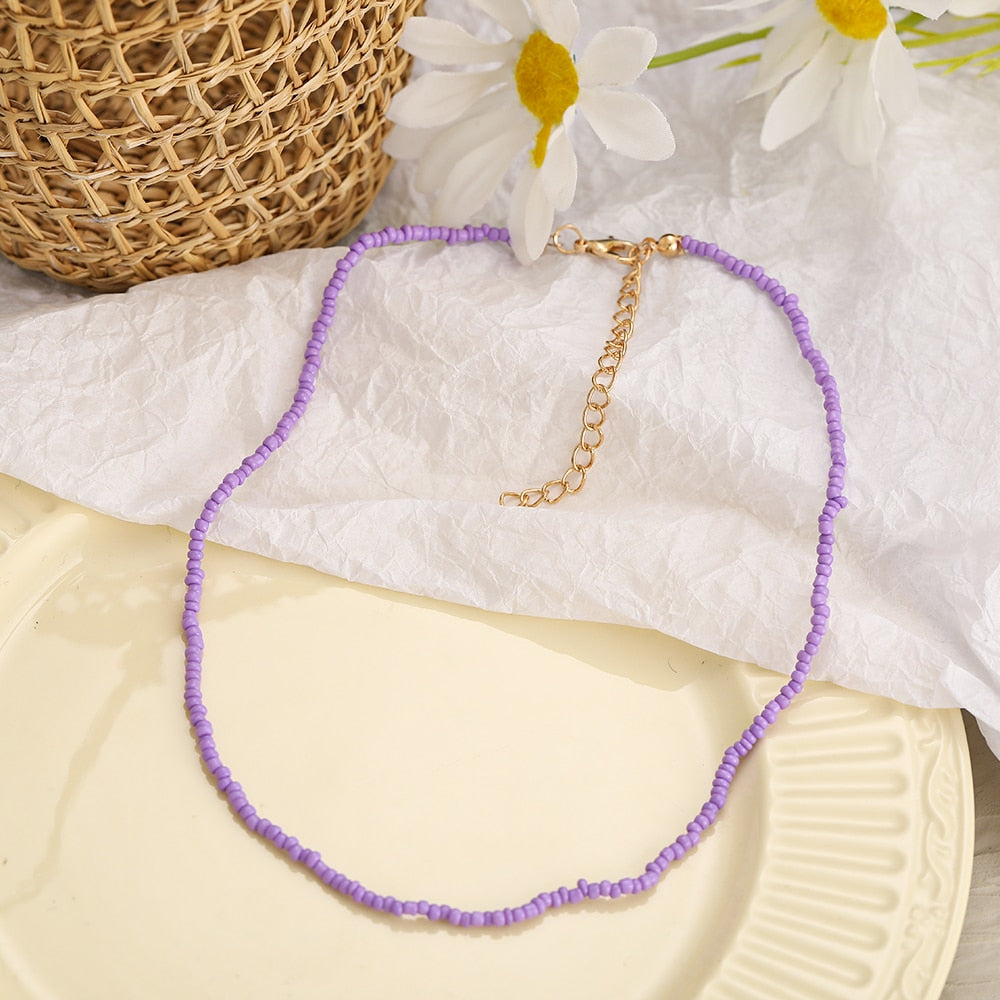 Trendy Bead Strand Beaded Choker Necklace