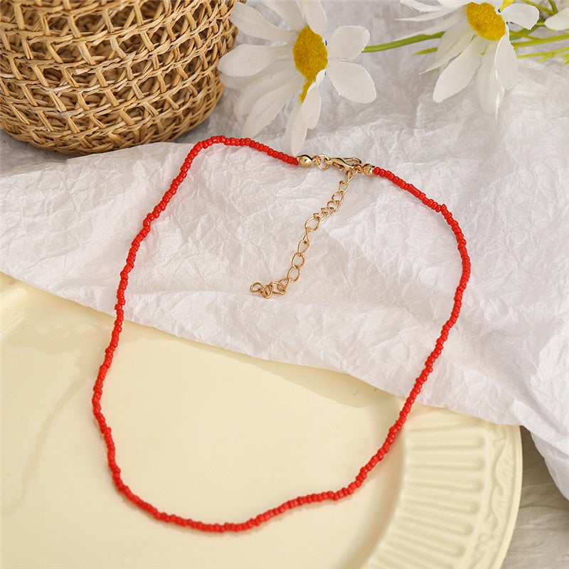 Trendy Bead Strand Beaded Choker Necklace