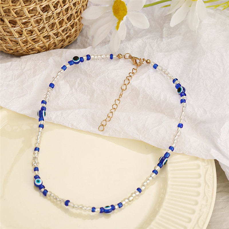 Trendy Bead Strand Beaded Choker Necklace