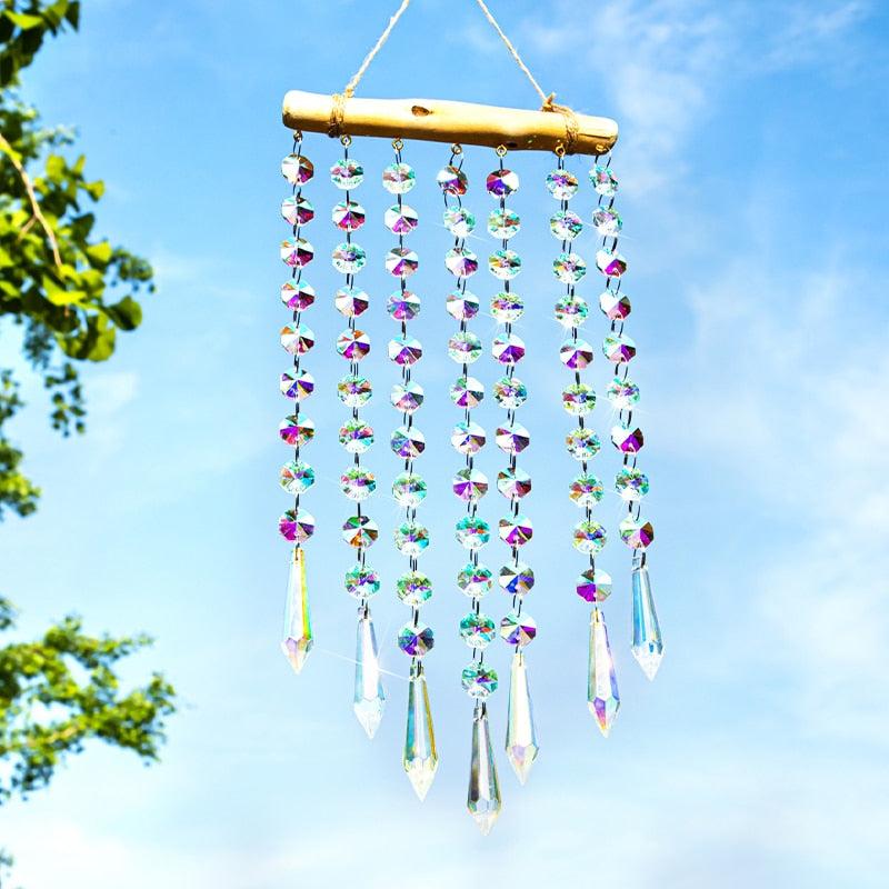 Rainbow Maker Glass Crystal Mobile Wind Chimes with AB Prisms